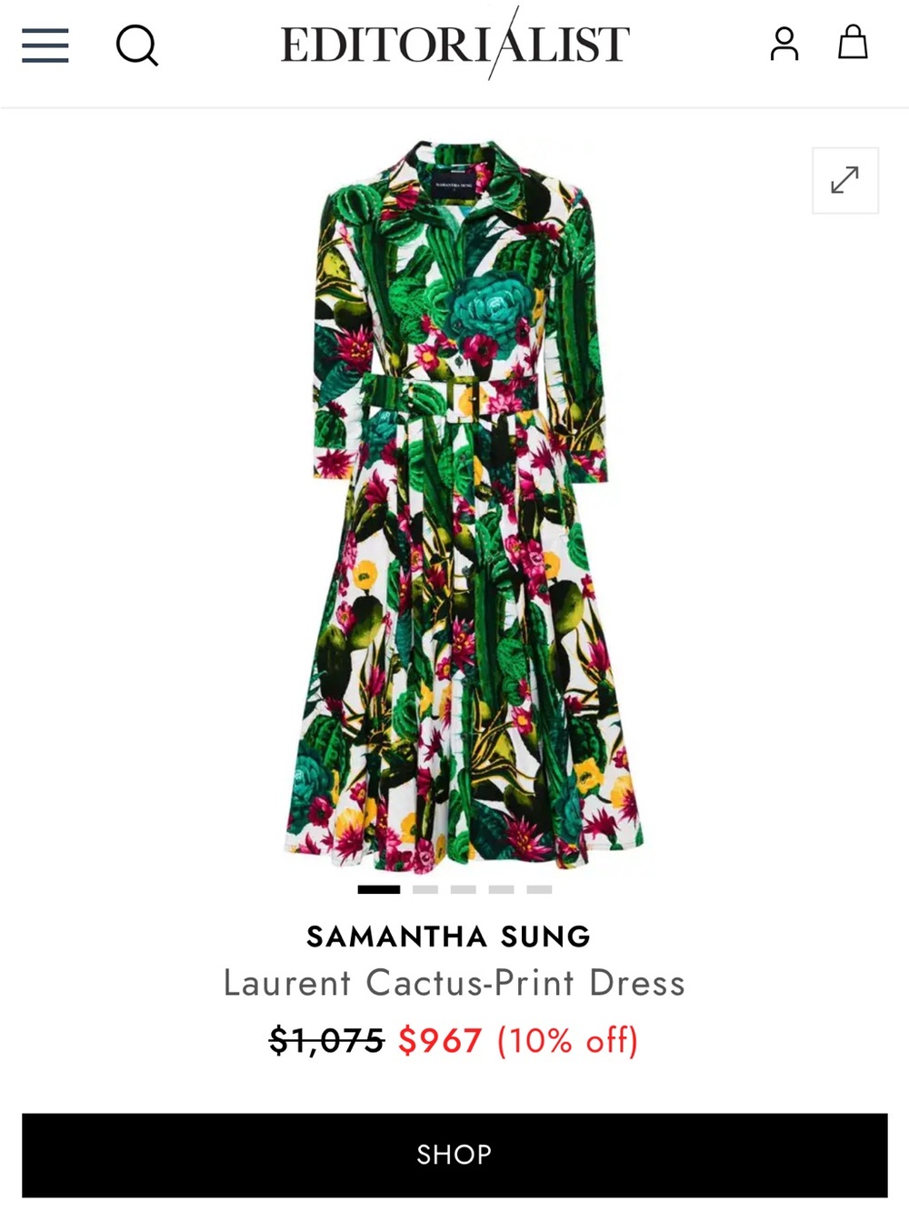 SAMANTHA SUNG LAURENT CACTUS-PRINT DRESS SIZE 4